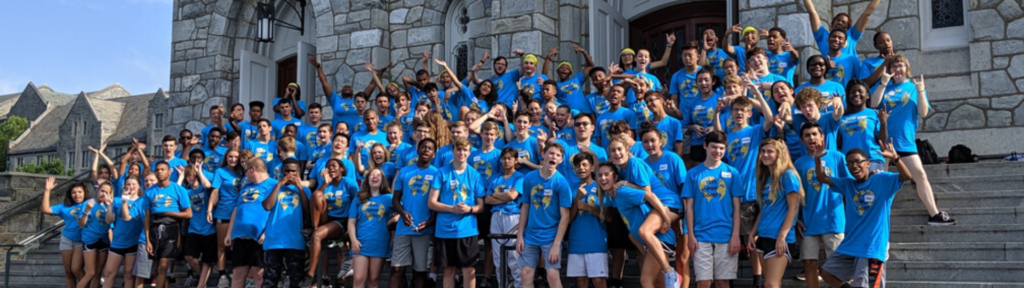 Campers on steps