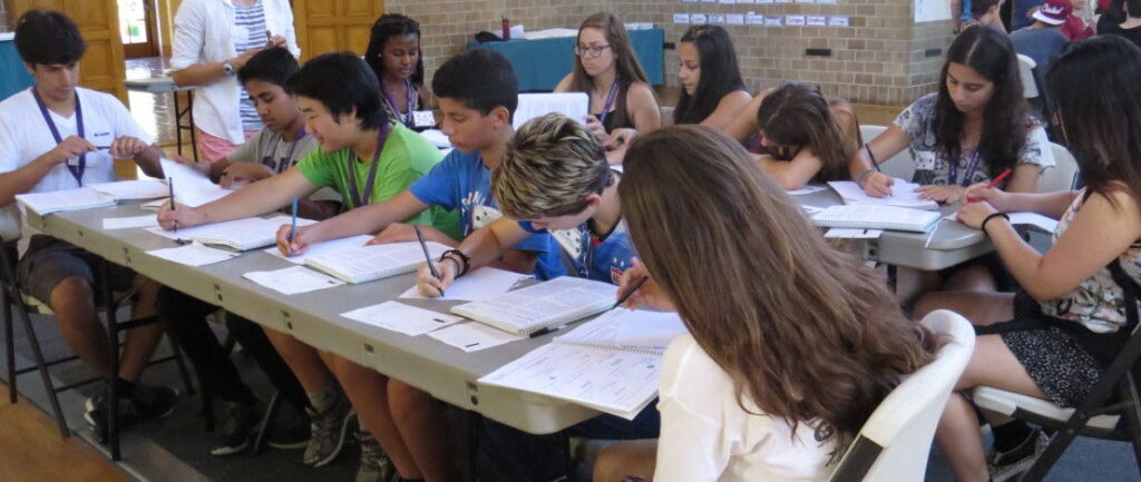 Campers learning academic skills