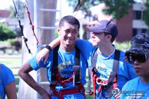 Campers at ropes course